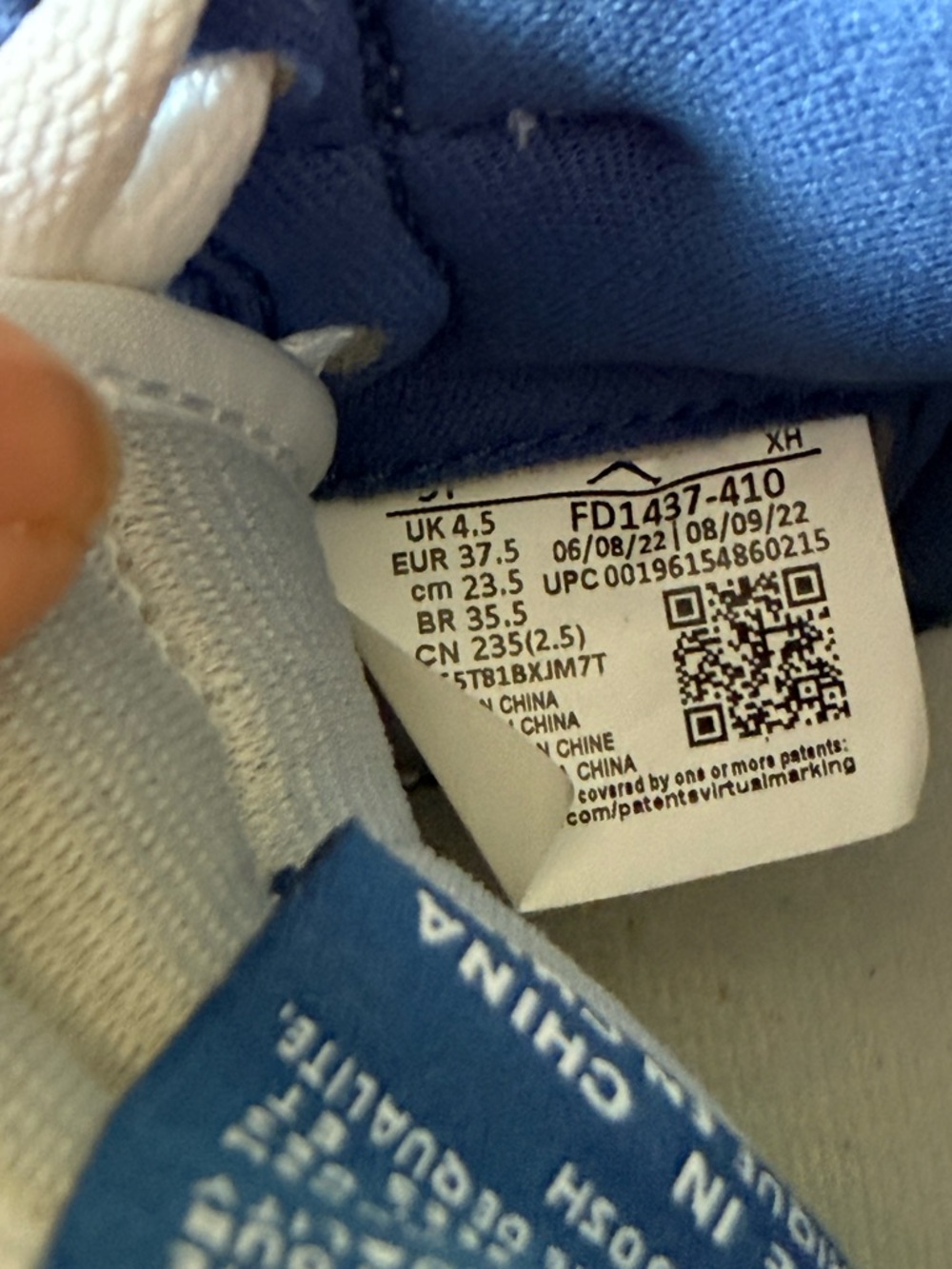 Nike Air Jordan 1 High OG True Blue White Cement Grey Size 5Y - Picture 8 of 10